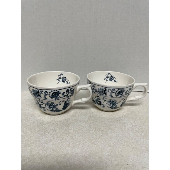 Vintage Set Of 2 Nikko Ming Tree Blue & White-Tea  Or Coffee Cups 3"H Oriental - Picture 1 of 5